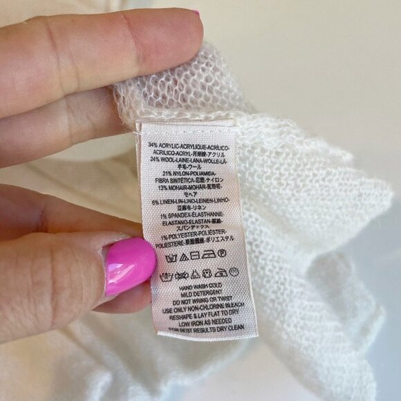 Free People Lock Lomand Off Shoulder Pullover Sweater Ivory M Wool Blend Knit - Picture 4 of 6